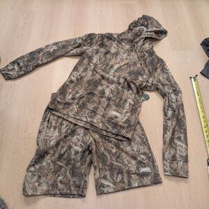 MED NWT Aeropostale Camo Set Hoodie Shorts Khaki Real Tree Pocket Aero ret 115